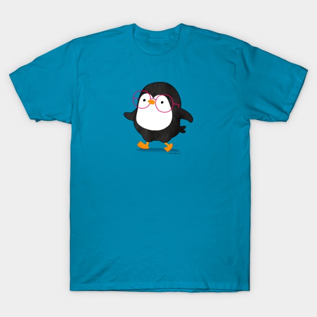 Penguin with glasses T-Shirt by thepenguinsfamily